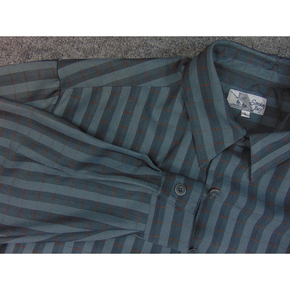 Smokey Joes Shirt Mens Large Blue Striped Long Sleeve Button Up Streetwear Baggy